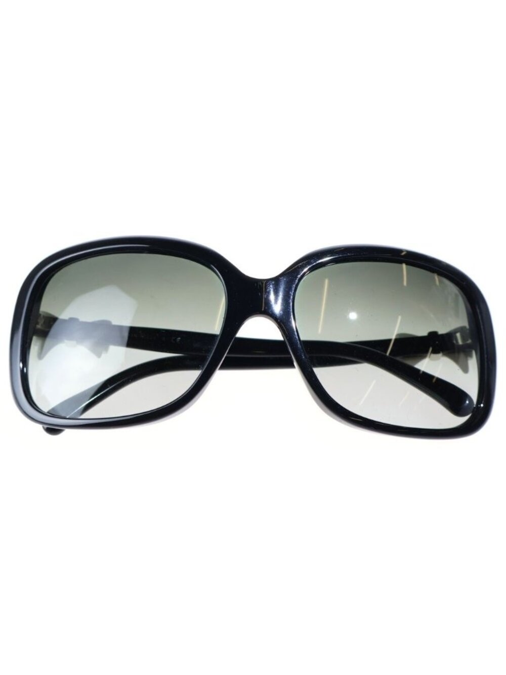 Chanel CC Logo Ribbon Motif Square Frame Sunglasses Eyewear 60 17 Black